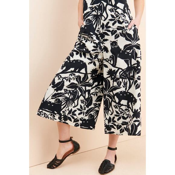 Maeve Chrysanthemum Floral Animal Print Wide Leg Jumpsuit Size L - Picture 6 of 16